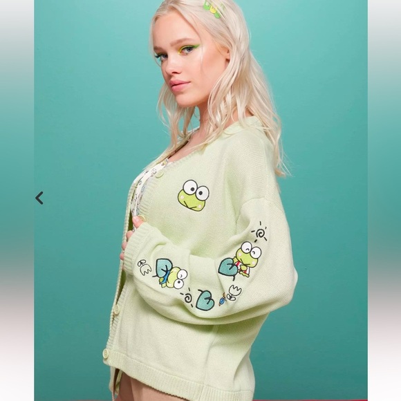 Keroppi Embroidered Skimmer Cardigan Size Small - Picture 3 of 15